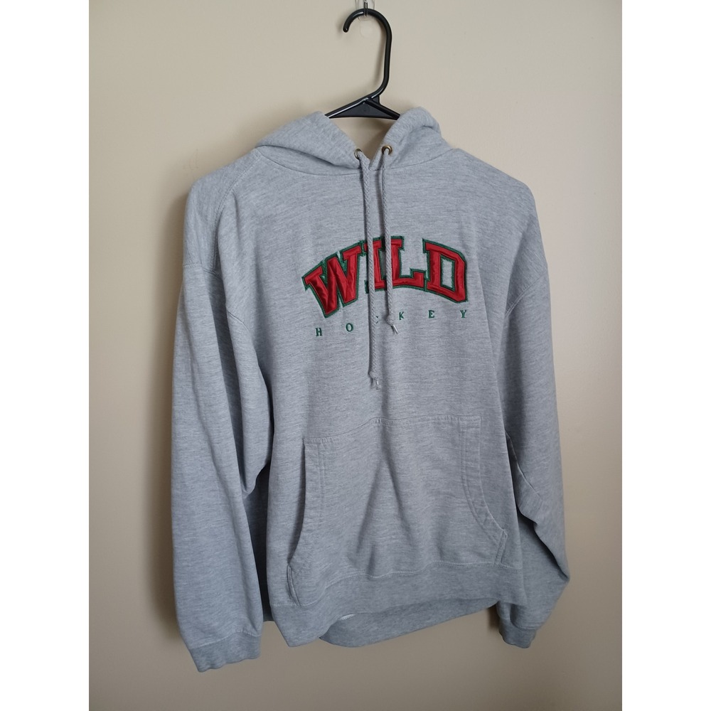 Women's Size L Gray NHL Hockey MN Wild Sweatshirt Hoodie Cotton Polyester